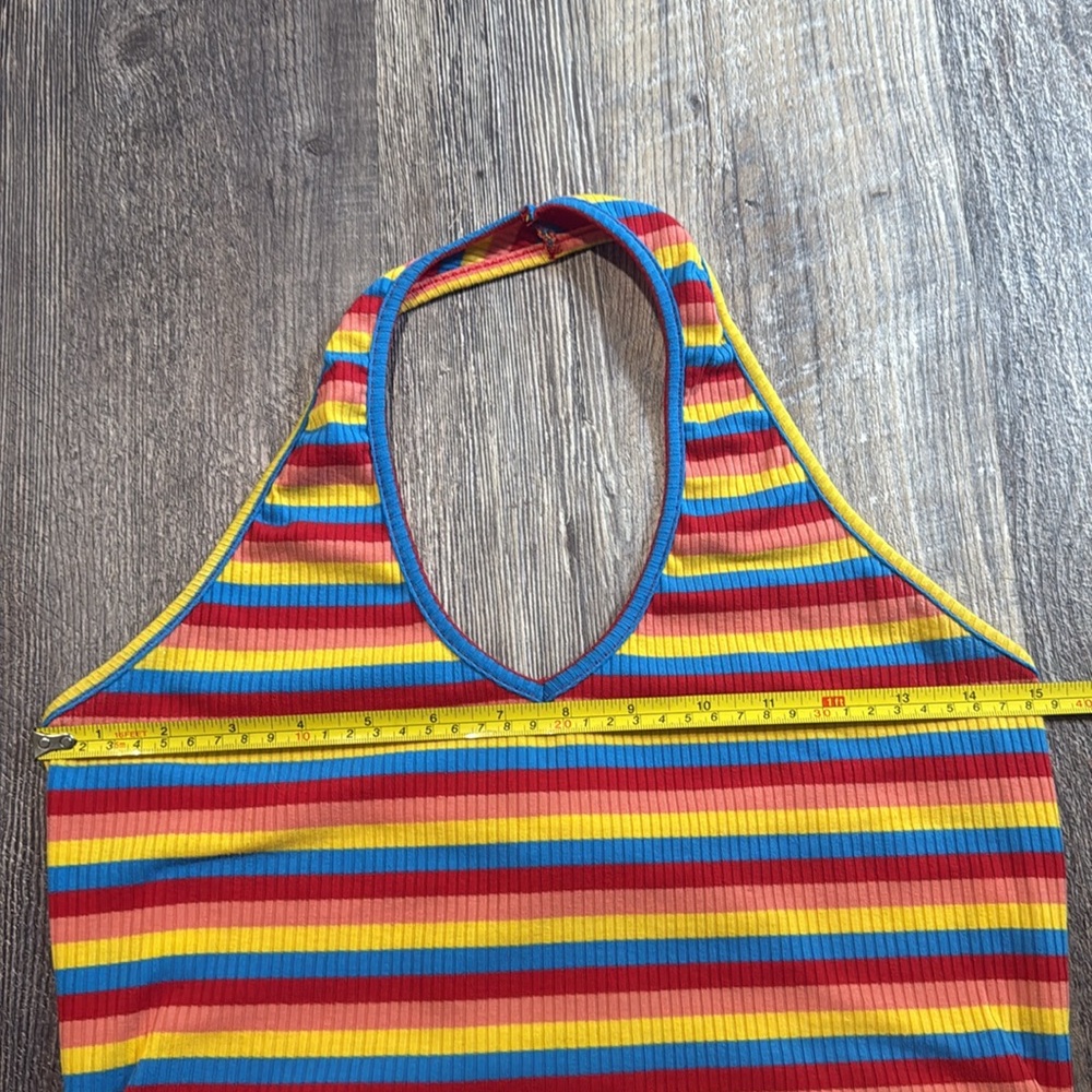 Rainbow Stripe Halter Crop Top New Pride - Picture 8 of 10
